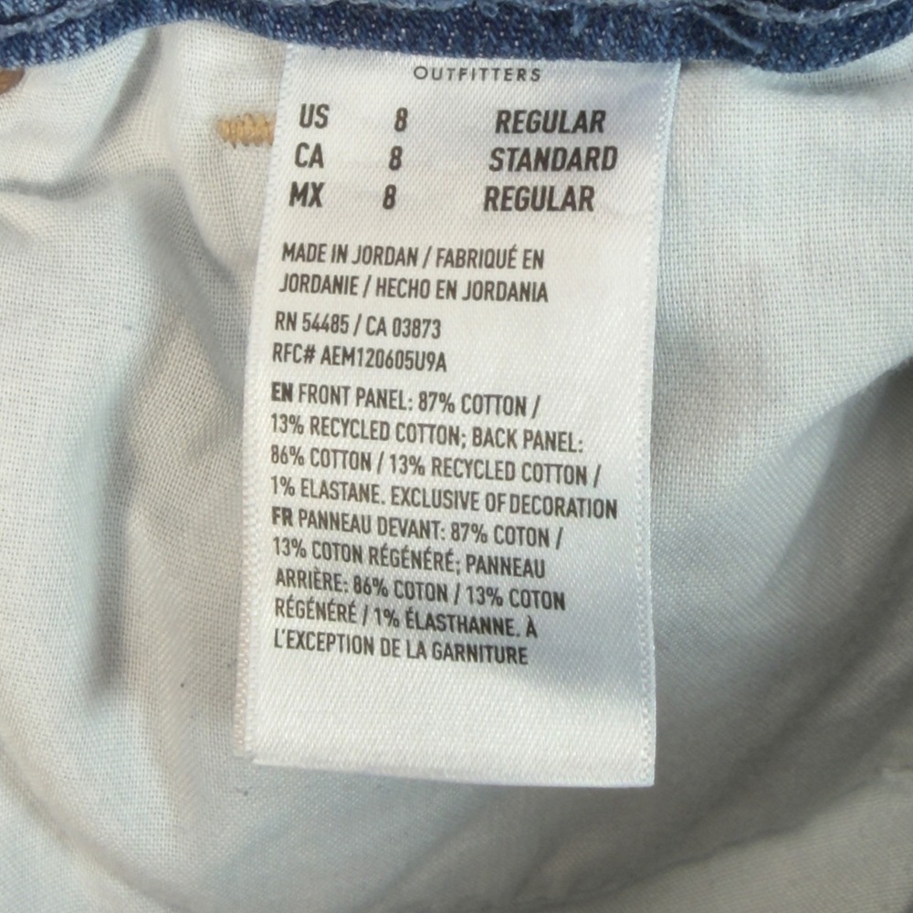 American Eagle Curvy Mom Jeans Size 8 Blue Distressed Strigid High Rise Tapered - Picture 2 of 12